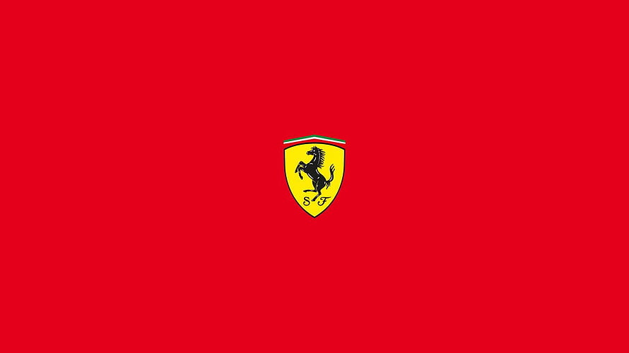 Scuderia Ferrari Prancing Horse Emblem on Vibrant Red Background HD wallpaper