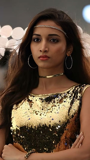 Woman in Gold Sequin Dress with Headband and Hoop Earrings, Srinidhi shetty, kgf HD phone wallpaper