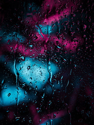 Neon Rain on Glass with Cyan and Magenta Glow HD phone wallpaper