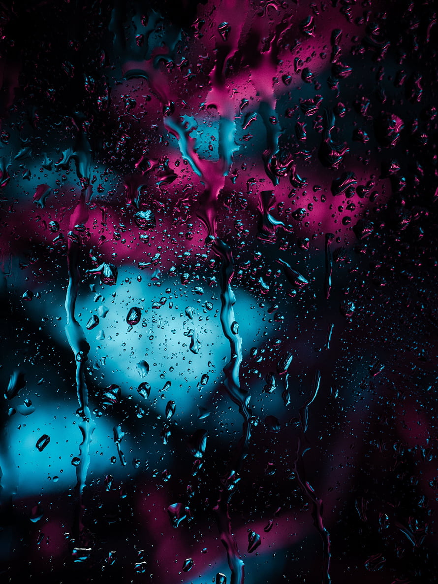 Neon Rain on Glass with Cyan and Magenta Glow HD phone wallpaper