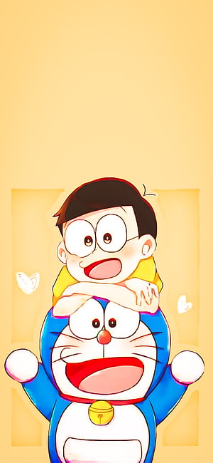 Doraemon and Nobita Hugging Anime Illustration Wallpaper HD phone wallpaper