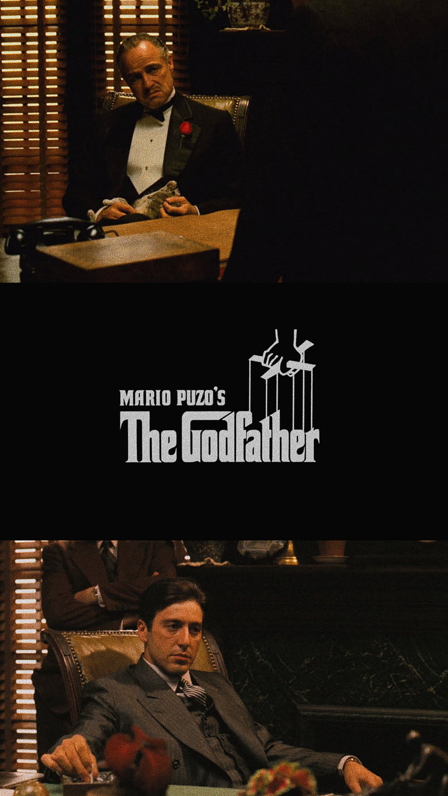 The Godfather Movie Poster Featuring Vito and Michael Corleone in Classic Office Scenes HD phone wallpaper