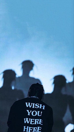 Person With Braids Wearing Wish You Were Here Shirt Facing Blue Silhouettes HD phone wallpaper