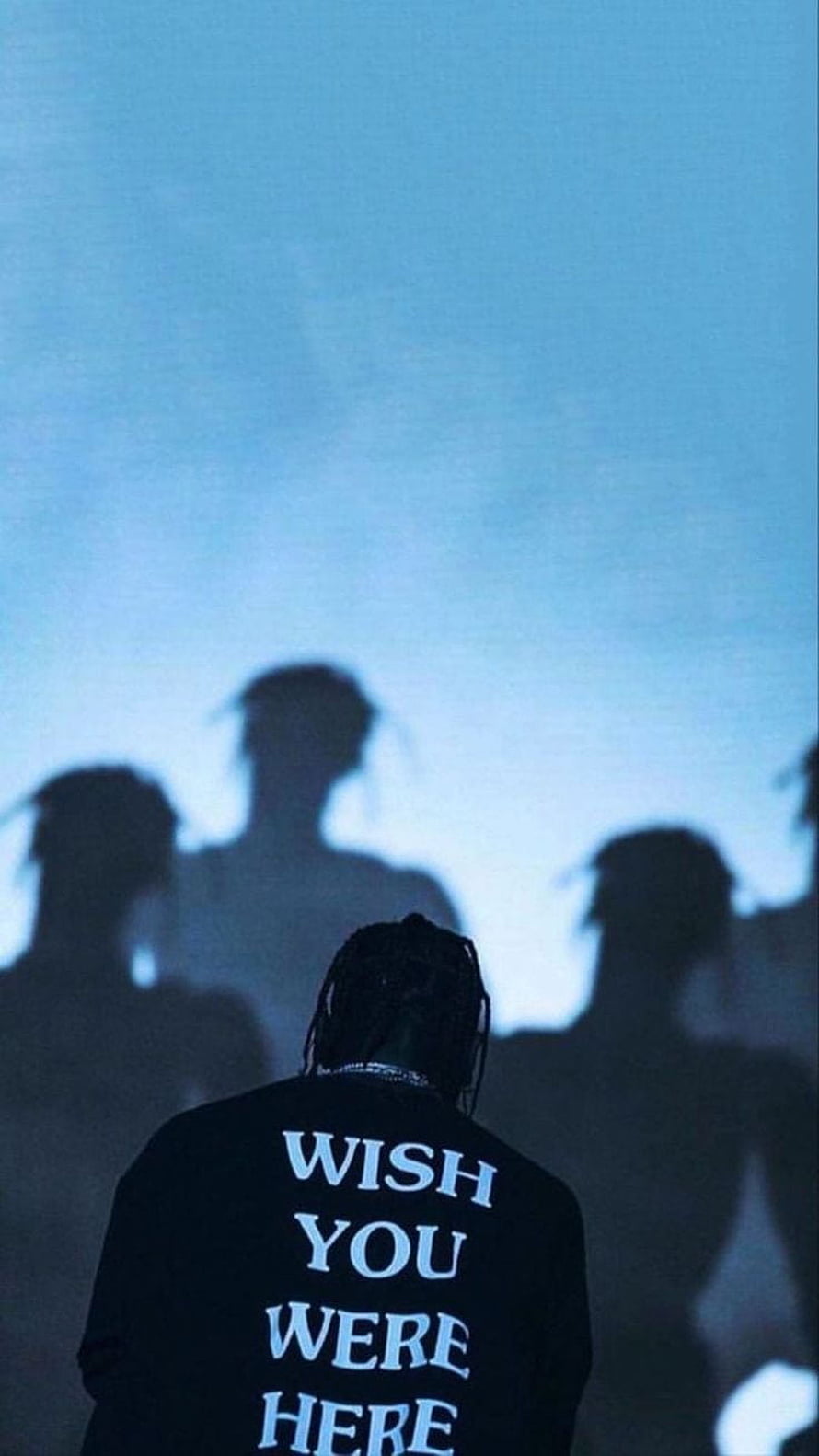 Person With Braids Wearing Wish You Were Here Shirt Facing Blue Silhouettes HD phone wallpaper
