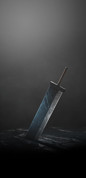 Final Fantasy VII Remake Buster Sword Planted in Dark Stone Ground HD phone wallpaper