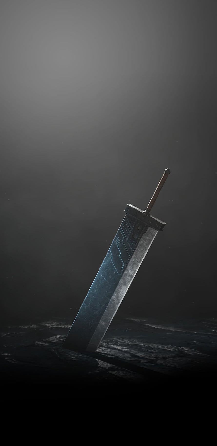 Final Fantasy VII Remake Buster Sword Planted in Dark Stone Ground HD phone wallpaper