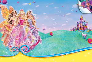 Barbie Fairytopia Magic of the Rainbow Movie Characters in Enchanted Forest Landscape HD wallpaper