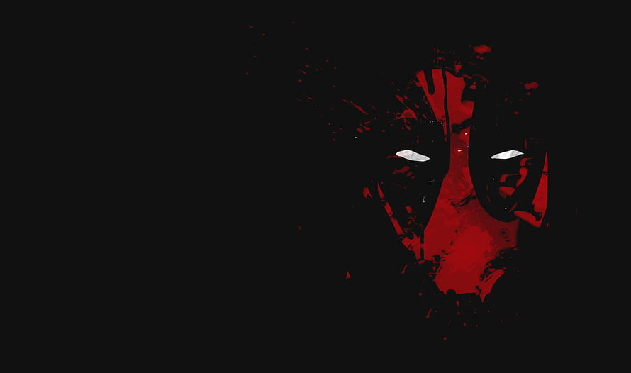 Deadpool Mask in Red and Black Splatter Art Style HD wallpaper