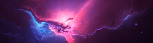 Vibrant Cosmic Nebula with Pink and Blue Gas Clouds in Deep Space HD wallpaper