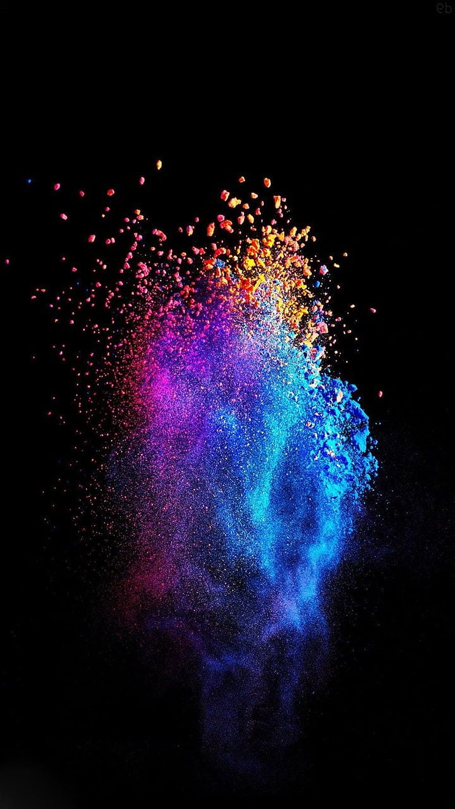 Vibrant Multicolored Powder Explosion on Black Background HD phone wallpaper