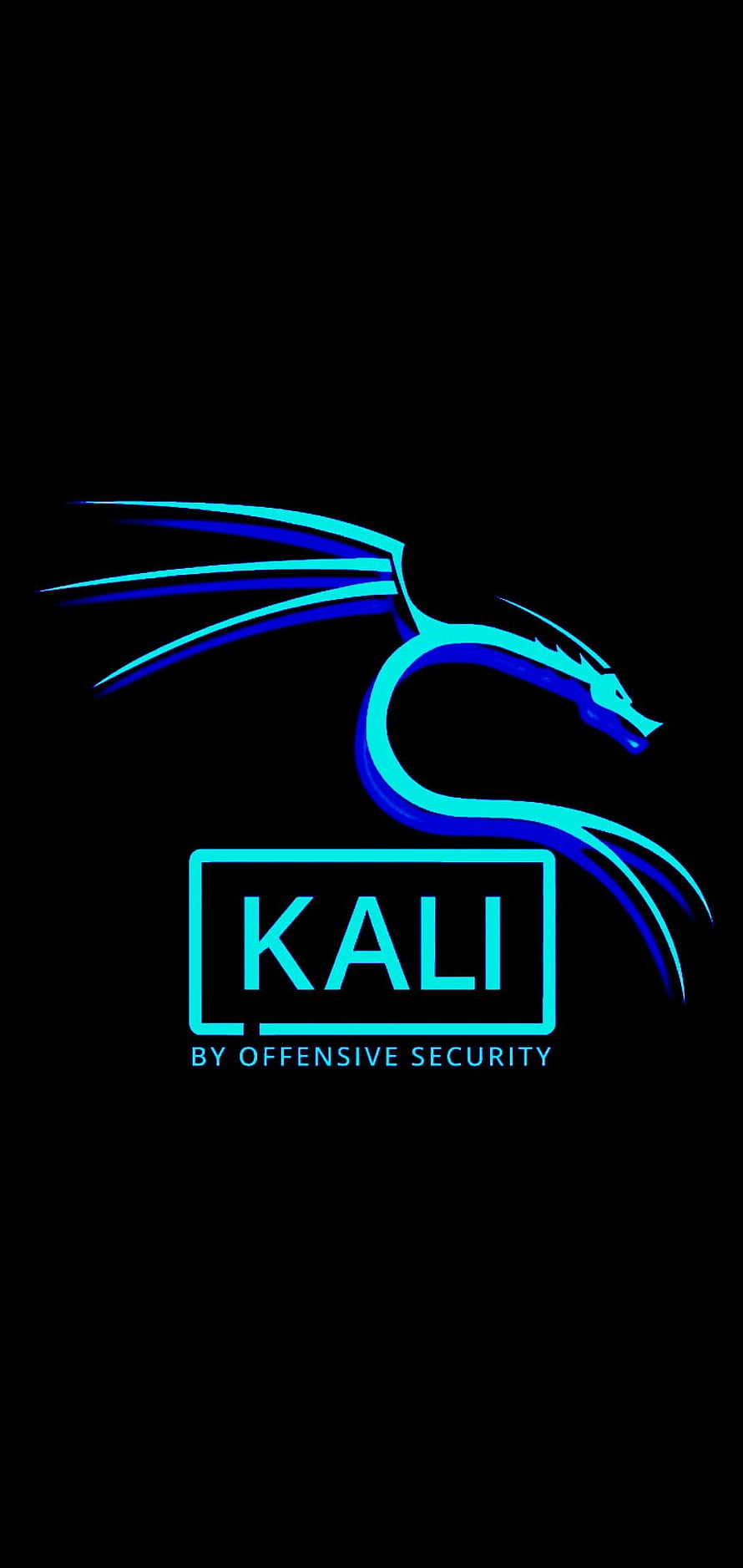 Kali Linux Logo Wallpaper - Blue Dragon and Offensive Security Text on Black Background HD phone wallpaper