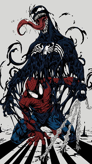 Venom and Spider-Man Comic Art Illustration, Spider Man & Venom. •DC VS MARVEL•. Venom, Spider Man, Anti Venom HD phone wallpaper