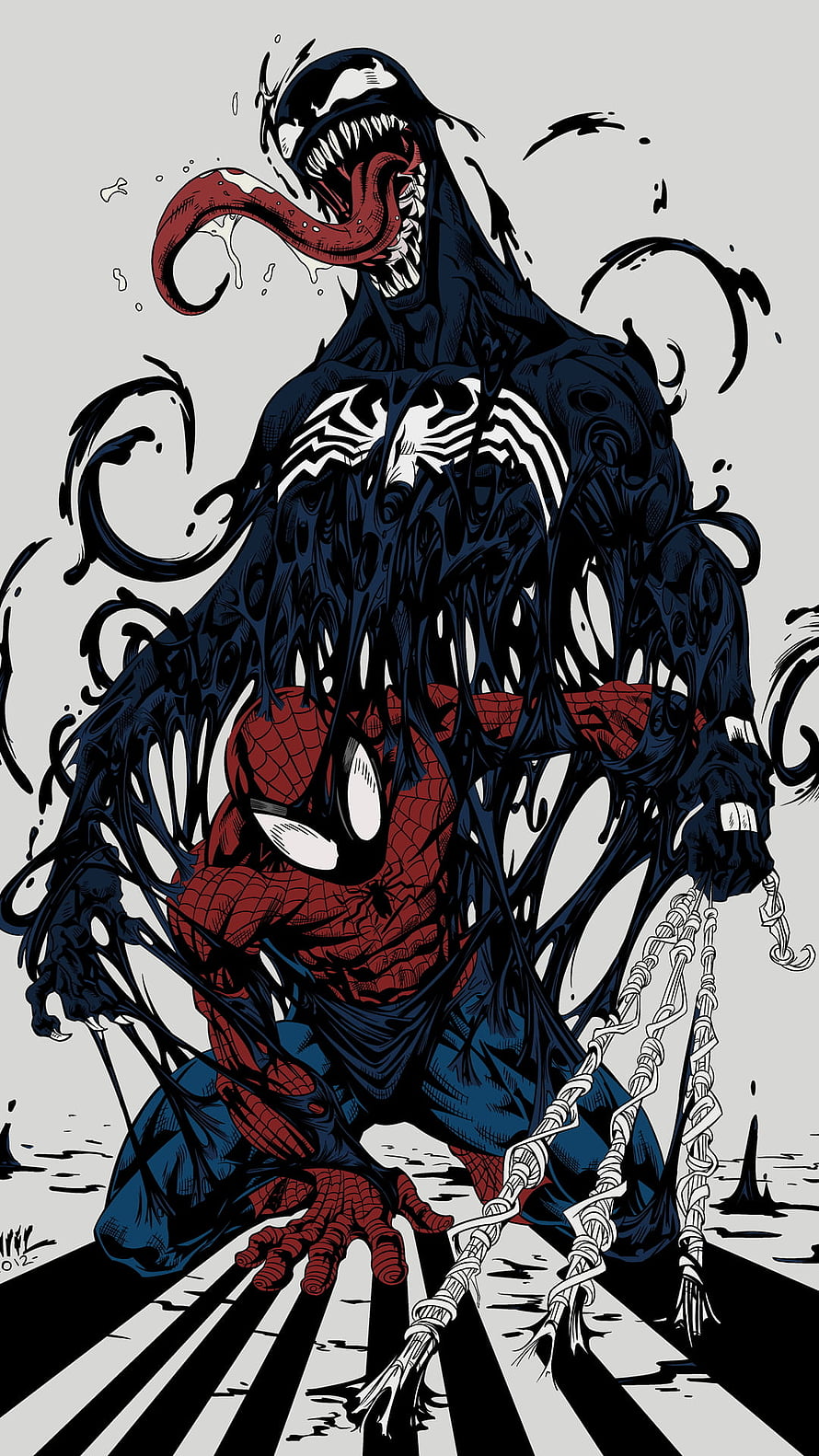 Venom and Spider-Man Comic Art Illustration, Spider Man & Venom. •DC VS MARVEL•. Venom, Spider Man, Anti Venom HD phone wallpaper