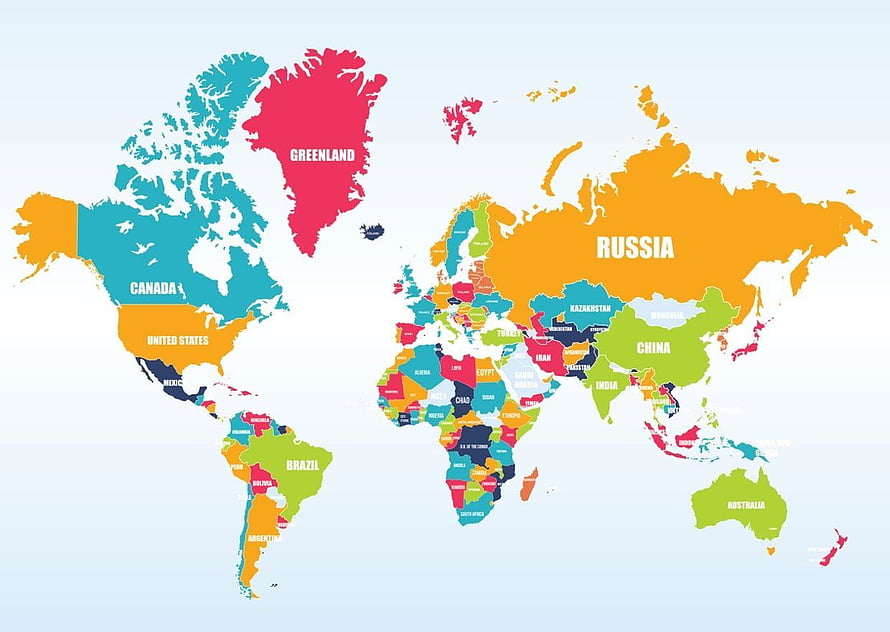 Vibrant Multicolor World Map Illustration Featuring All Continents and Countries HD wallpaper
