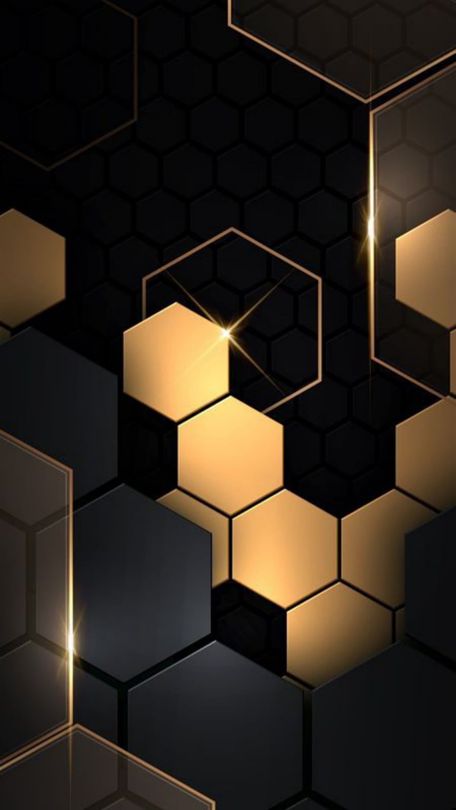 Luxurious Gold and Black Hexagon Pattern Wallpaper HD phone wallpaper