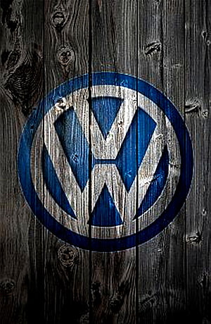 Volkswagen Logo Painted on Weathered Rustic Wooden Planks HD phone wallpaper