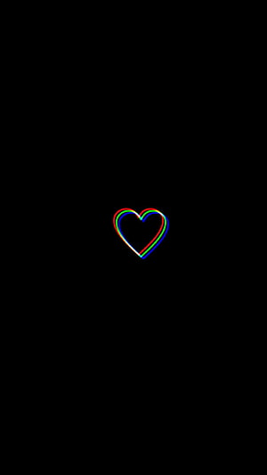Minimalist Glitch Heart Outline on Black Background HD phone wallpaper