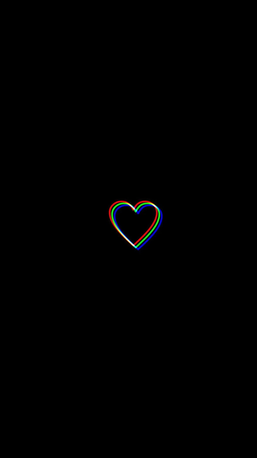 Minimalist Glitch Heart Outline on Black Background HD phone wallpaper