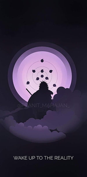 Naruto Madara Uchiha Silhouette With Rinnegan Moon Background HD phone wallpaper