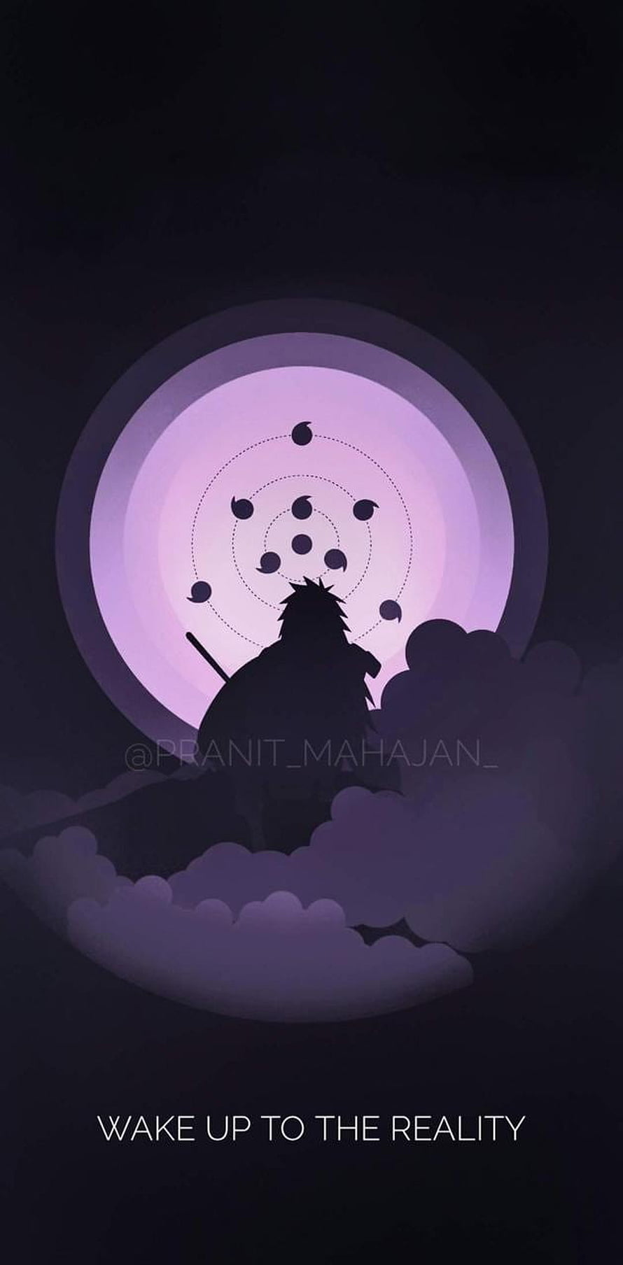Naruto Madara Uchiha Silhouette With Rinnegan Moon Background HD phone wallpaper
