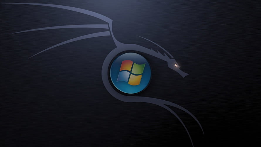 Windows 7 Logo Encircled by a Stylized Dragon Silhouette on Dark Background HD wallpaper