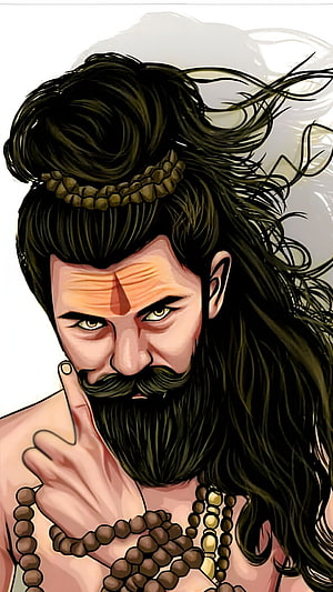 Portrait of a Hindu Sadhu with Topknot, Beard, and Rudraksha Beads HD phone wallpaper