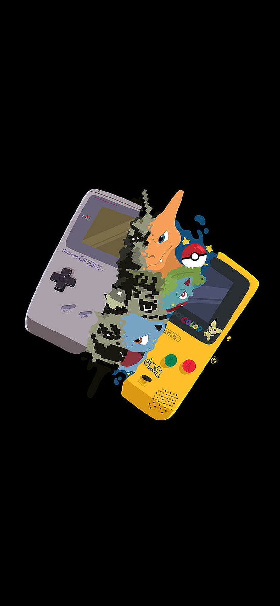 Pokémon Game Boy Color and Game Boy Advance illustration with Charizard and Pikachu HD phone wallpaper