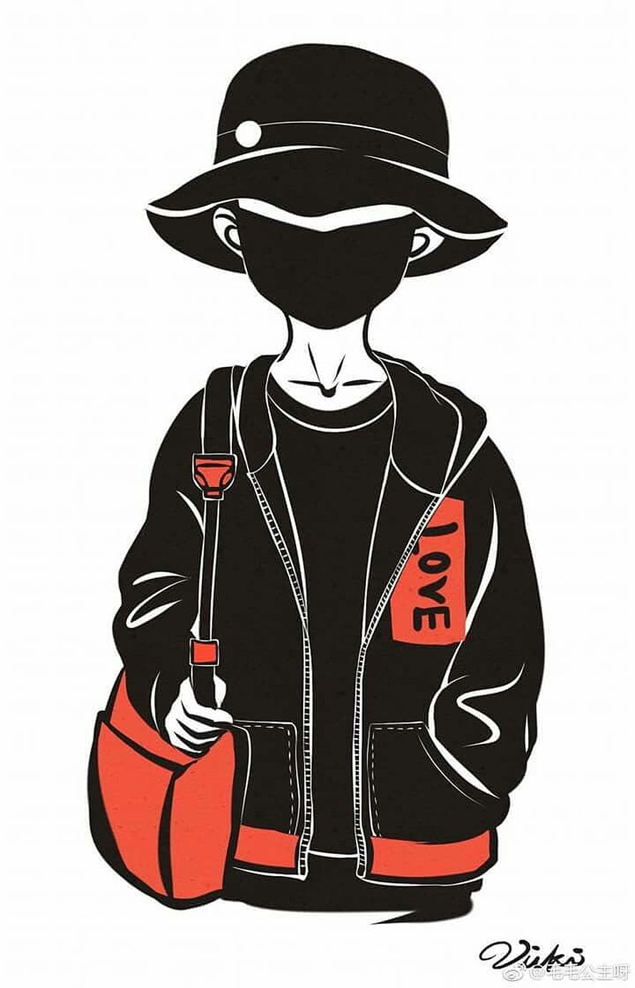 Minimalist Streetwear Character Illustration in Black and Red HD phone wallpaper