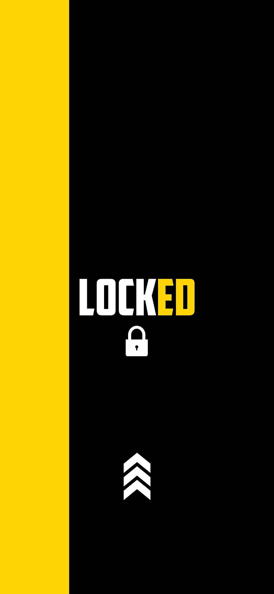 Minimalist Black and Yellow Locked Screen Wallpaper with Padlock Icon HD phone wallpaper