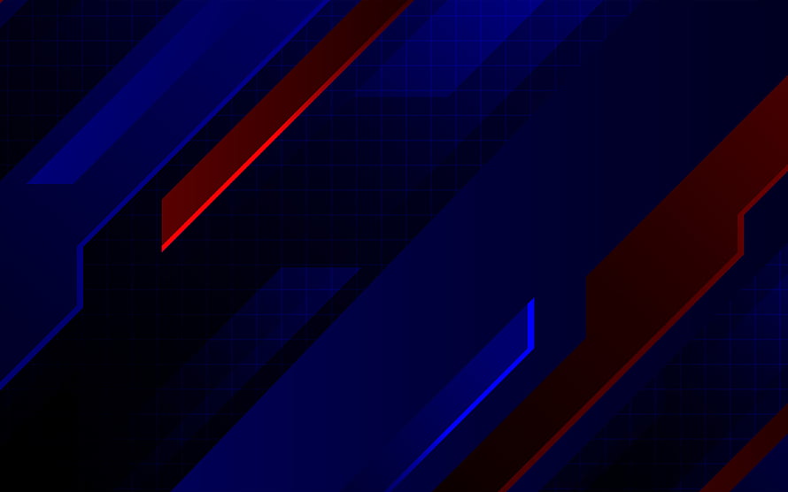Abstract Blue and Red Geometric Lines on Dark Grid Background HD wallpaper
