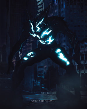 Garou from One Punch Man in a Dark Urban Setting with Glowing Blue Markings, Garou - One Punch man, walpaperanime, anime HD phone wallpaper