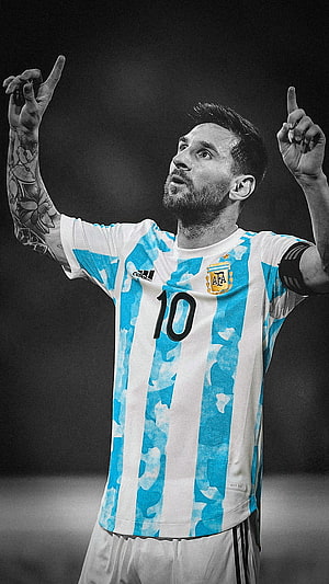Lionel Messi Argentina National Team Number 10 Jersey Celebration Portrait HD phone wallpaper