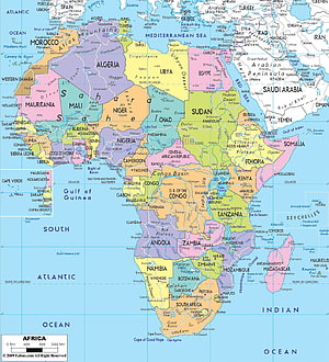 Detailed Political Map of Africa with Country Borders and Major Cities HD phone wallpaper