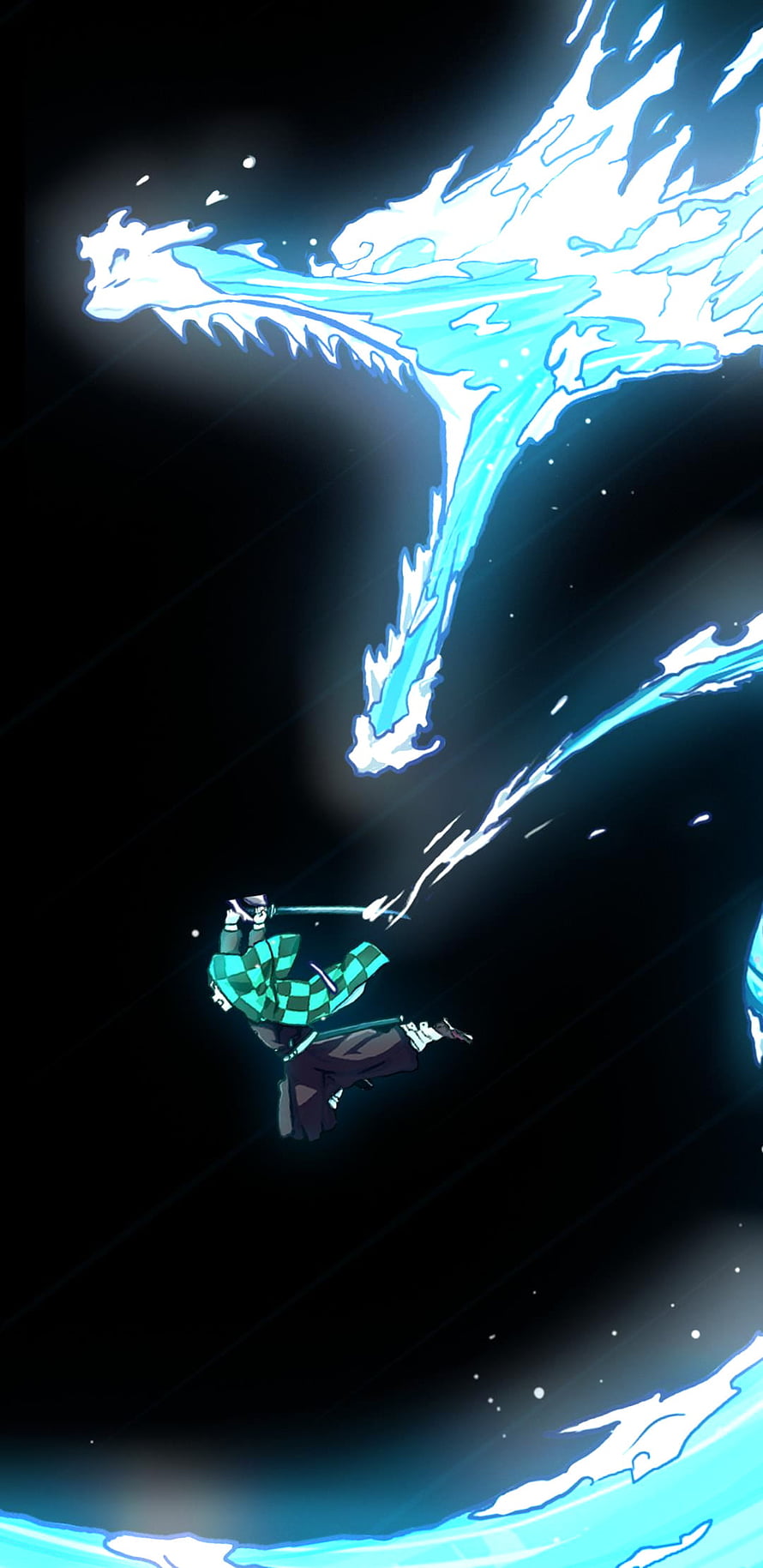 Tanjiro Kamado Water Breathing Dragon Anime Wallpaper HD phone wallpaper