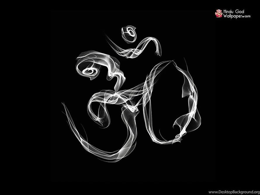 White Smoke Om Symbol on Black Background HD wallpaper