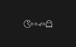 Minimalist Pac-Man and Ghost Line Art on Black Background, Technology Inspired Minimal ., Minimalist Geek HD wallpaper