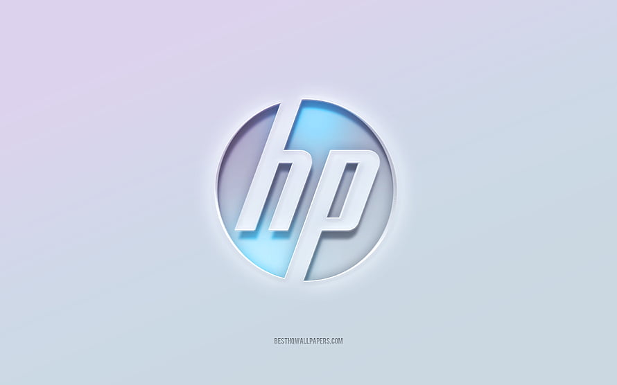HP Logo on Soft Blue Gradient Background HD wallpaper