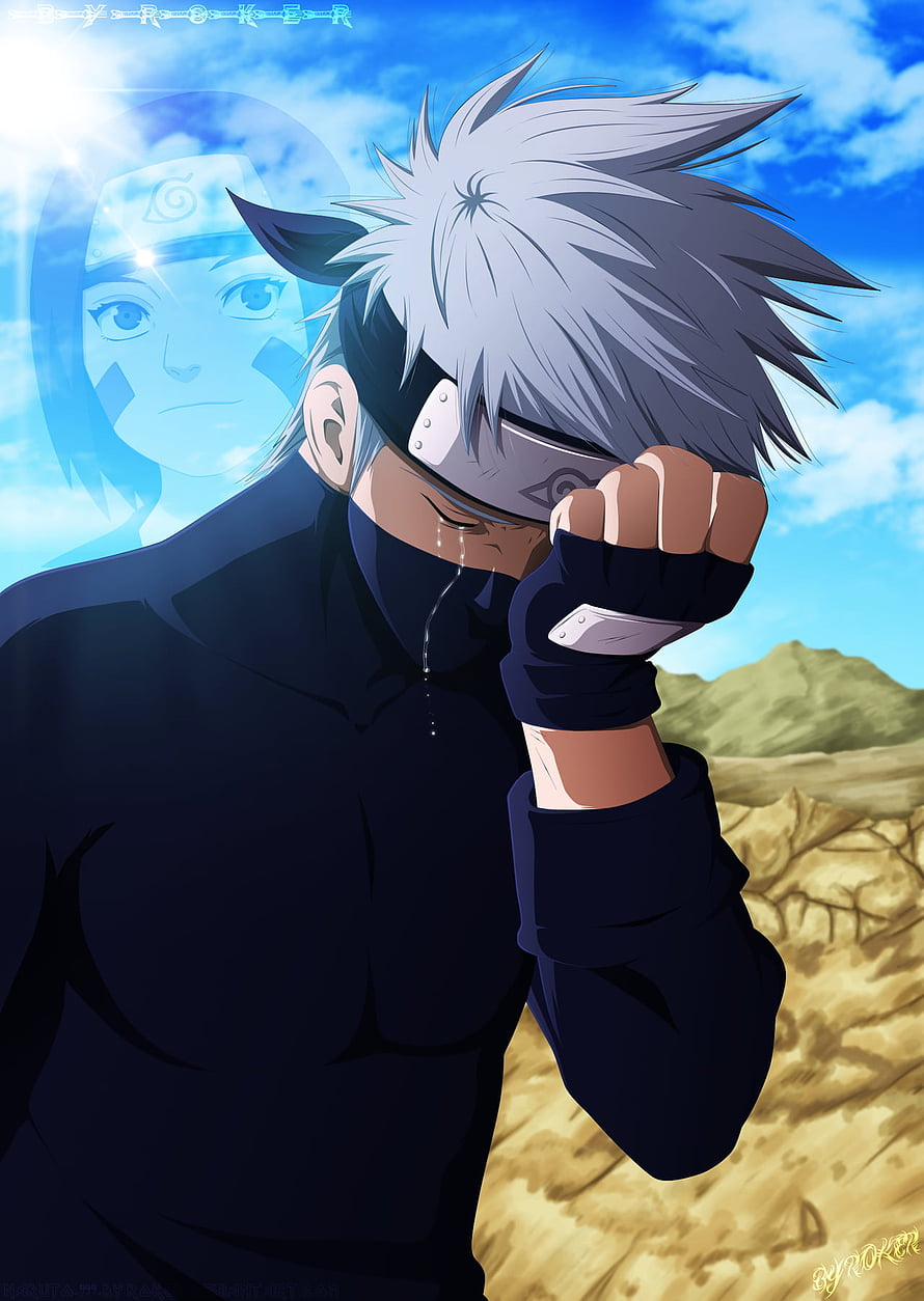 Kakashi Hatake Crying in Desert with Naruto Spirit Aura HD phone wallpaper
