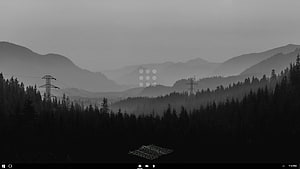 Misty Mountain Forest Landscape With Power Lines And Foggy Valleys HD wallpaper