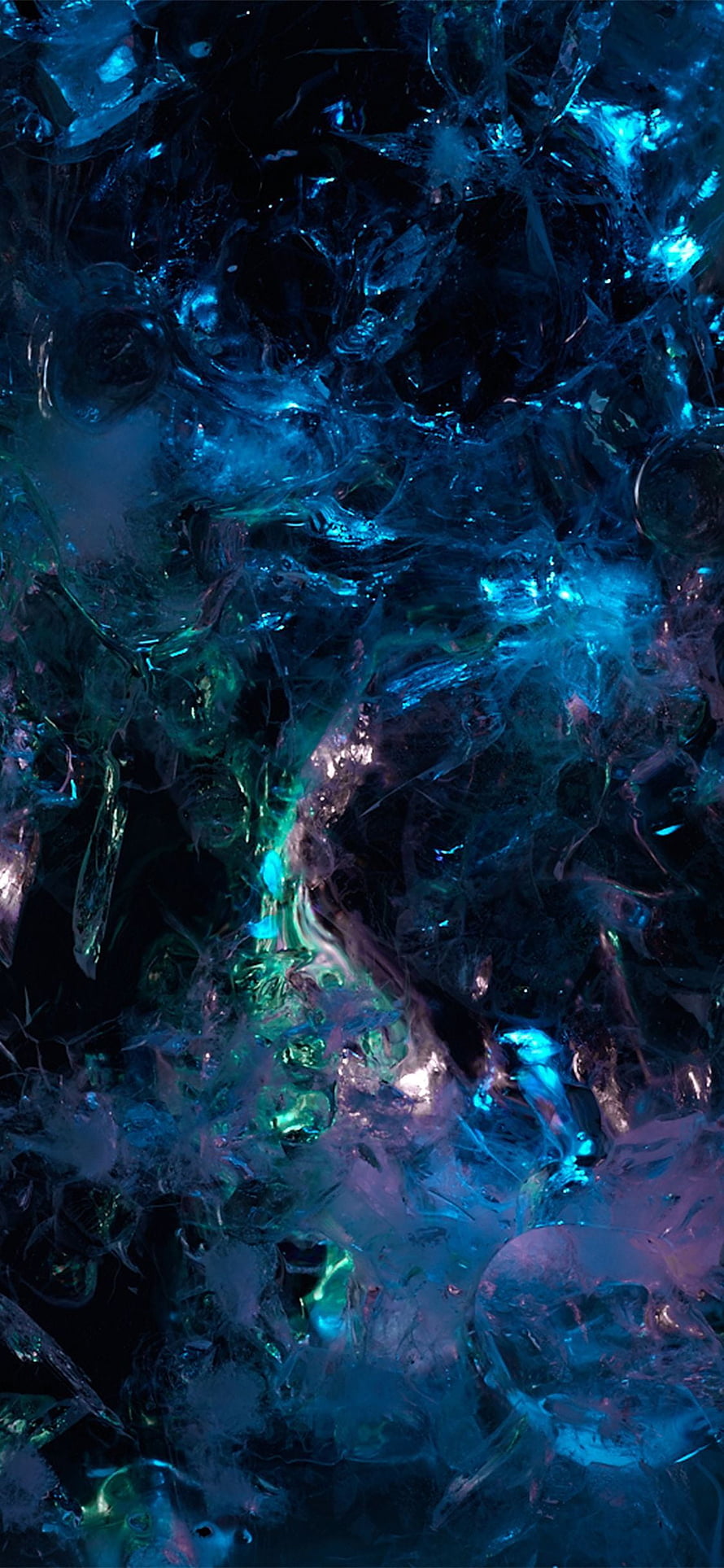 Dark Ice Crystal Texture with Neon Blue and Purple Glow Abstract Background HD phone wallpaper
