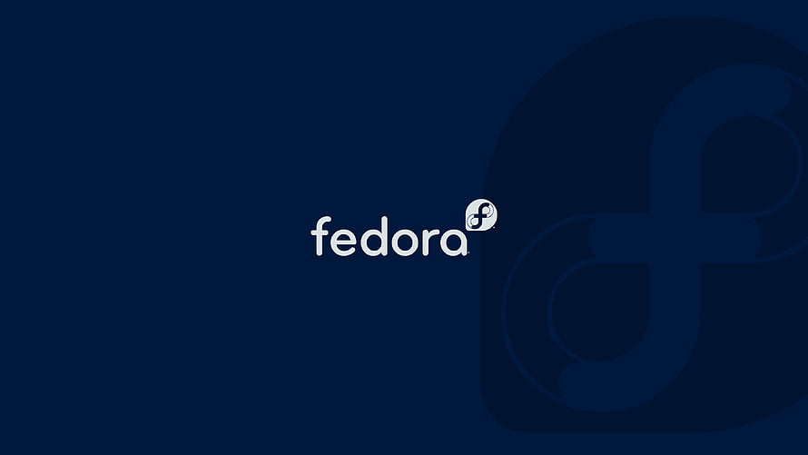Fedora Linux Minimalist Dark Blue Desktop Background with Official Logo HD wallpaper