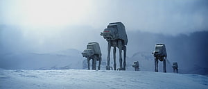 AT-AT Walkers Marching Across Snowy Terrain in Star Wars The Empire Strikes Back HD wallpaper