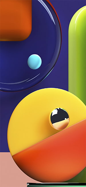Vibrant 3D Abstract Geometric Shapes with Glossy Spheres and Bold Color Blocks HD phone wallpaper