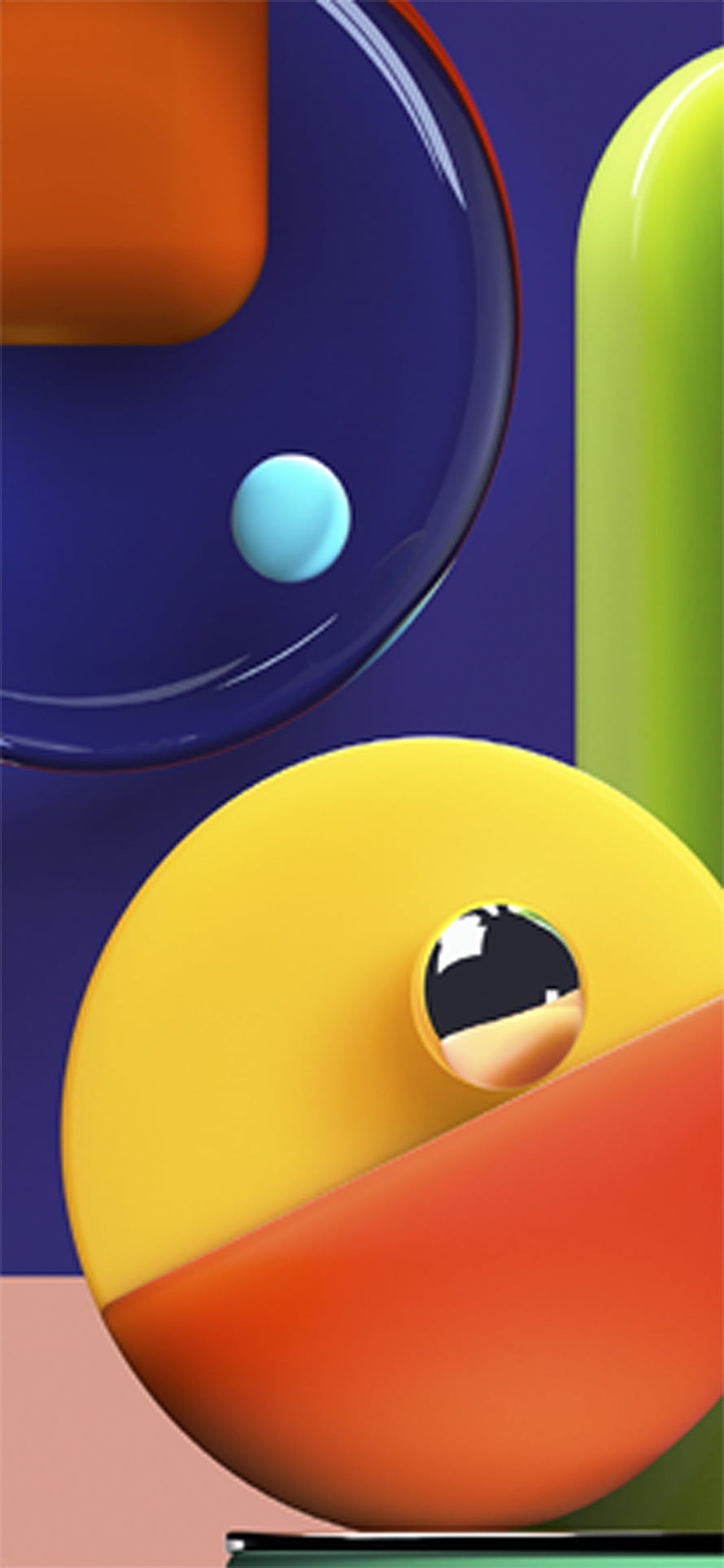 Vibrant 3D Abstract Geometric Shapes with Glossy Spheres and Bold Color Blocks HD phone wallpaper