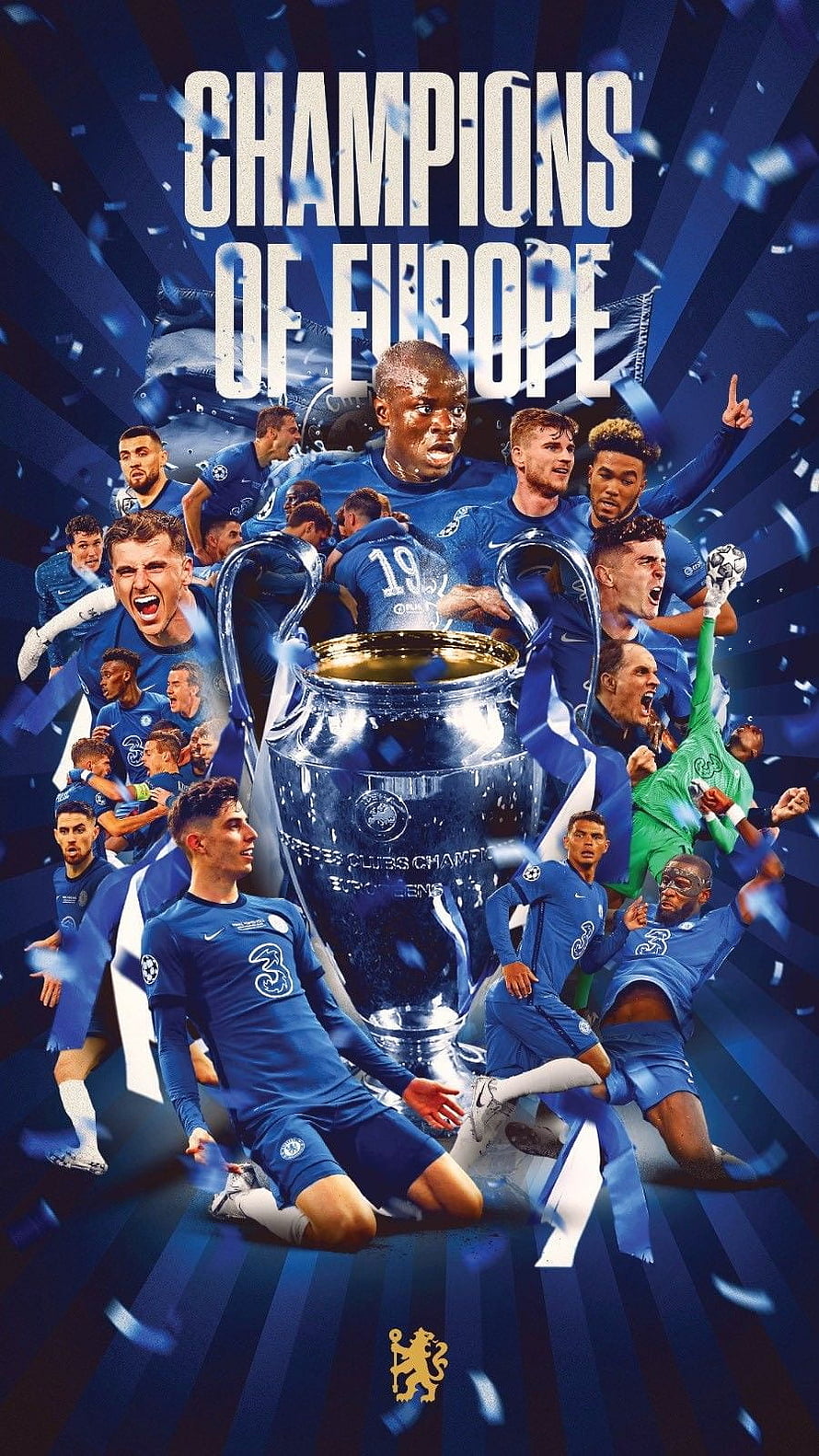 Chelsea FC Champions of Europe Celebration with UEFA Champions League Trophy HD phone wallpaper