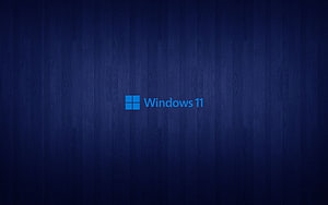 Windows 11 Logo on Dark Blue Wood Grain Texture HD wallpaper