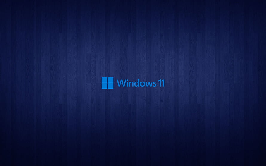 Windows 11 Logo on Dark Blue Wood Grain Texture HD wallpaper
