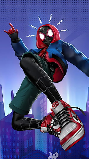 Miles Morales Spider-Man in Streetwear Style with Nike Sneakers, Miles Morales, Miles, Marvel, Spider Man HD phone wallpaper