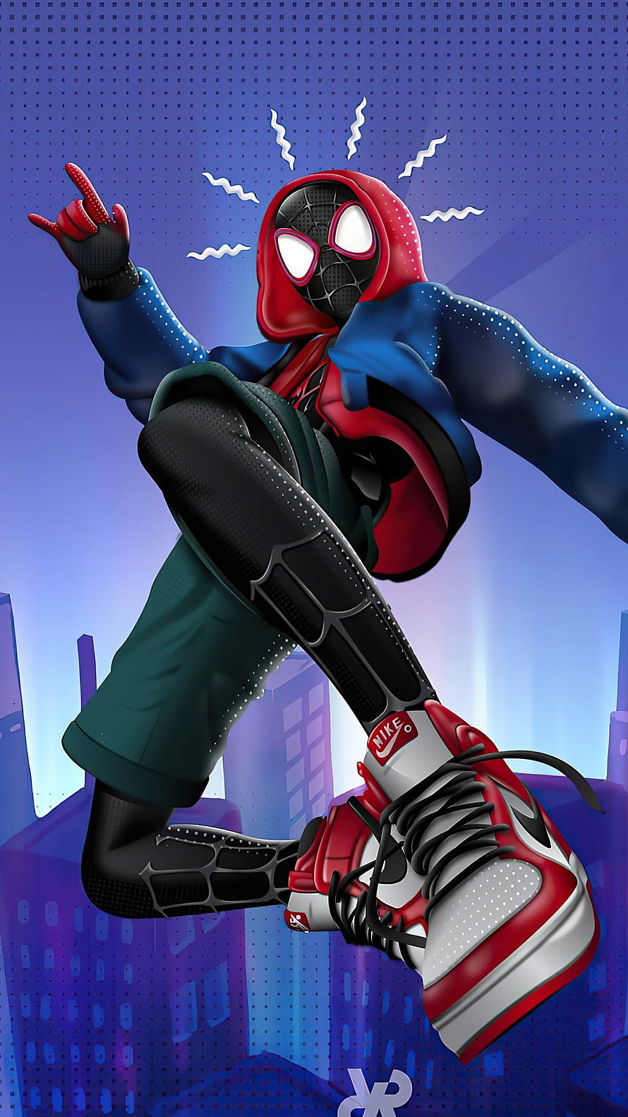 Miles Morales Spider-Man in Streetwear Style with Nike Sneakers, Miles Morales, Miles, Marvel, Spider Man HD phone wallpaper