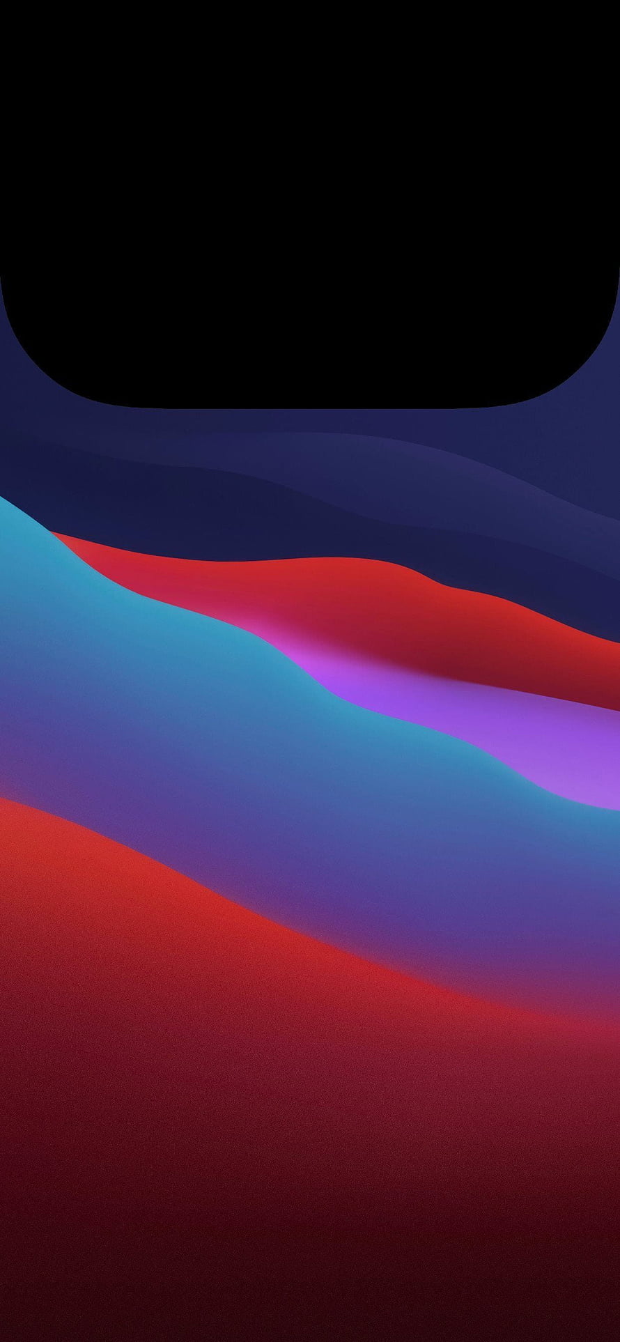 Abstract Layered Waves in Red Blue and Purple on Dark Background HD phone wallpaper